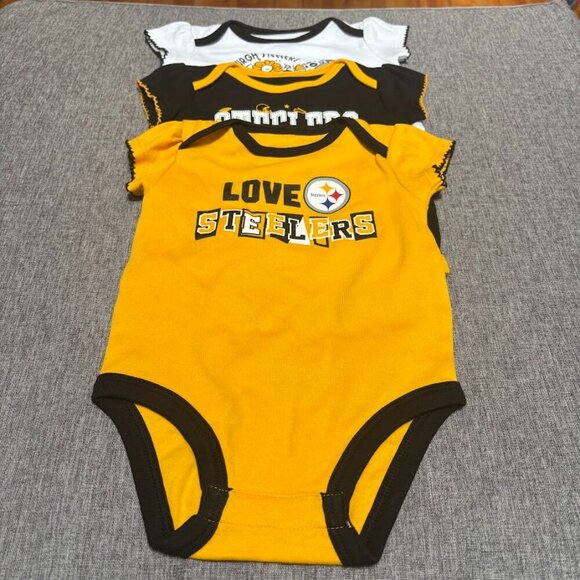 NFL Pittsburg Steelers Infant 3pk Bodysuits, 18 mos - Picture 1 of 9